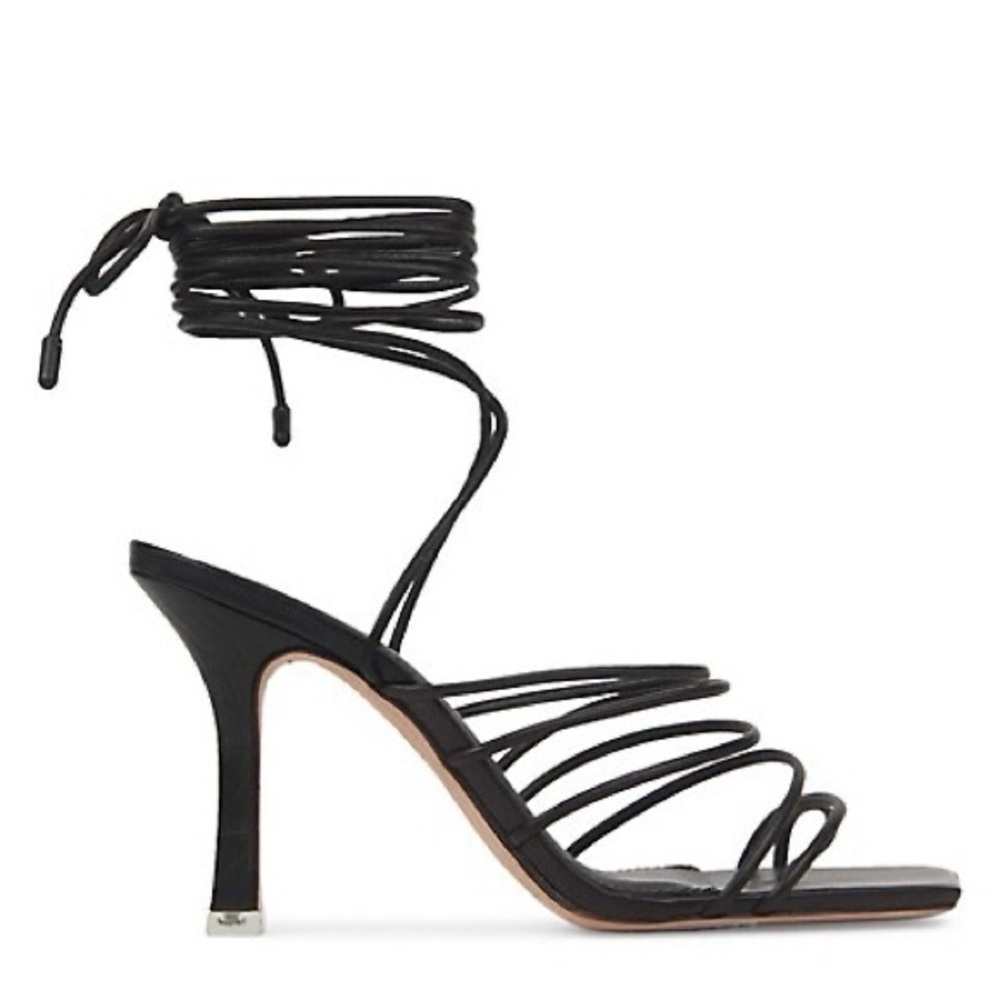 NWT Black Suede Studio Luisa Wrap High Heel Sandals
